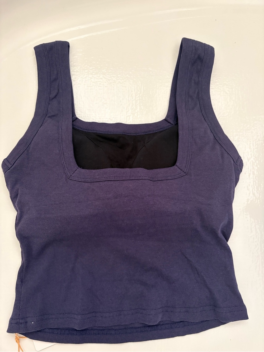 OGL Navy Blue Square Neck Rib Tank - Picture 8 of 10